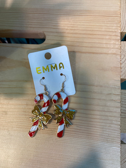 Candy Cane Earrings - Gold