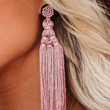 Pink Bohemian Hand-woven Rope Knot Tassel Earrings - LK Boutique